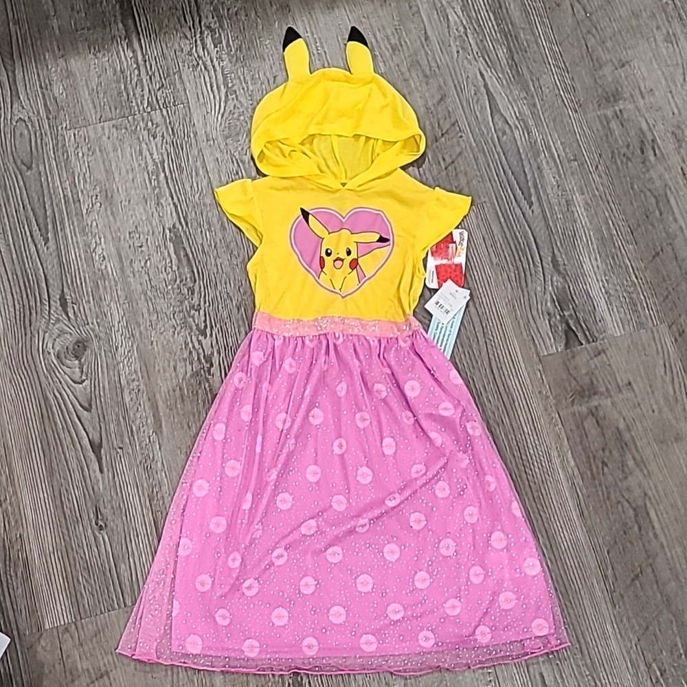 Yellow and Pink Pikachu Hooded Nighgown - Picture 3 of 7